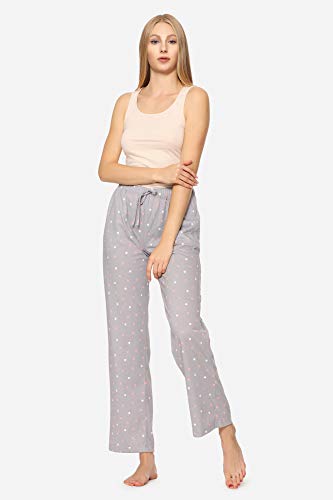 Merry Style Pantalones Largos de Pijamas 100% Algodón Mujer MPP-001 (Gris/Puntos, S) Merry Style Pantalones Largos de Pijamas 100% Algodón Mujer MPP-001 (Gris/Puntos, S)