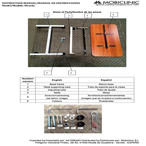 Mesa auxiliar para cama o sofá, Regulable, Ligera, Madera, Meseta, Mobiclinic