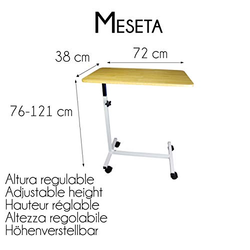 Mesa auxiliar para cama o sofá, Regulable, Ligera, Madera, Meseta, Mobiclinic