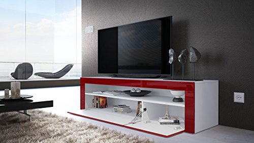 Mesa Baja para TV Valencia, Cuerpo en Blanco Mate/Frente en Negro de Alto Brillo con Marco en Negro de Alto Brillo Mesa Baja para TV Valencia, Cuerpo en Blanco Mate/Frente en Negro de Alto Brillo con Marco en Negro de Alto Brillo