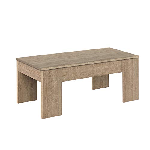 Mesa de Centro Elevable, Mesita de Salón o Comedor, Modelo LC, Acabado en Color Roble Canadian, Medidas: 100 cm (Ancho) x 50 cm (Fondo) x 45-56 cm (Alto) Mesa de Centro Elevable, Mesita de Salón o Comedor, Modelo LC, Acabado en Color Roble Canadian, Medidas: 100 cm (Ancho) x 50 cm (Fondo) x 45-56 cm (Alto)
