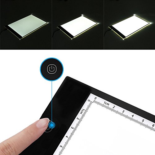 Mesa de Luz Dibujo A4, LED Tableta de Luz de Iluminación de la Caja de Alimentación Micro USB Ideal para Animacion Tatoo Dibuja