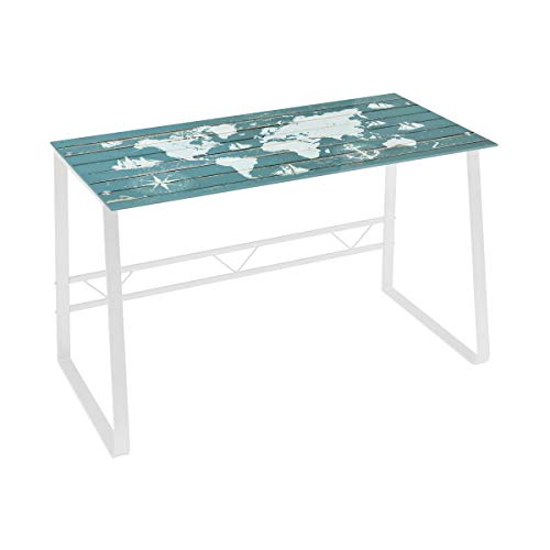Mesa Escritorio de Cristal Blanca Vintage para Dormitorio Bretaña - LOLAhome Mesa Escritorio de Cristal Blanca Vintage para Dormitorio Bretaña - LOLAhome