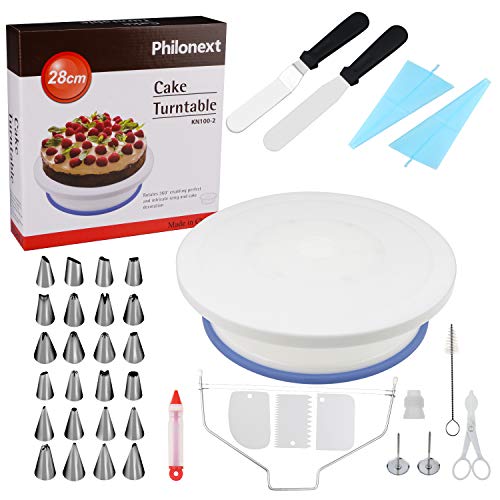 Mesa giratoria para tartas, todo en uno para la decoración de tartas con una espátula para glaseado y glaseado suave, soporte de tarta giratorio Mesa giratoria para tartas, todo en uno para la decoración de tartas con una espátula para glaseado y glaseado suave, soporte de tarta giratorio