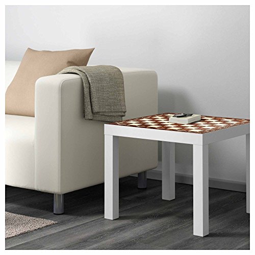 Mesa IKEA Lack Personalizada Tablero Ajedrez Antiguo imitación Madera Vinilo Auto Adhesivo | Medidas 0,55 m x 0,55 m x 0,77 m | Pegatina Decorativa de Diseño Elegante (Mesa no incluida)