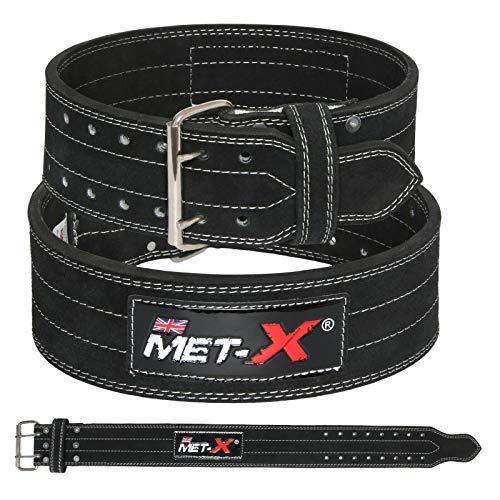 Met-X Power Lifting Cinturón estándar de competición para hombre, color negro (81-86,3 cm)