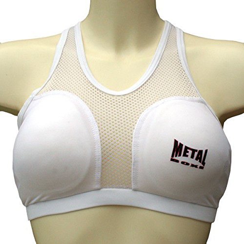 METAL BOXE Brassiere con Carcasas Protege Pecho Mujer, Mujer, MB691, Blanco, XS