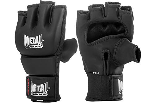 METAL BOXE - Guantes de Lucha Libre, Color Negro - Negro, tamaño Adulto