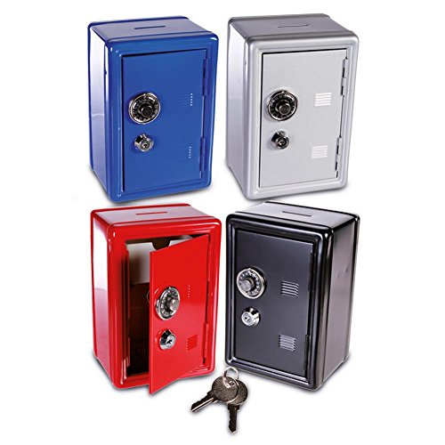 Metal Savings Bank "Vault" Style Caja fuerte de metal para ahorros con cierre de combinación, colores aleatorios Metal Savings Bank "Vault" Style Caja fuerte de metal para ahorros con cierre de combinación, colores aleatorios