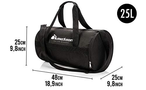 meteor Bolsa Deporte Viaje Gimnasio con Compartimento Separado para Zapatos Duffle Bag para Hombre Mujer Ultraligera Plegable Bolsa Deportiva 25 L Yoga Bolsa Fin de Semana (Gris/Negro, 25 L)