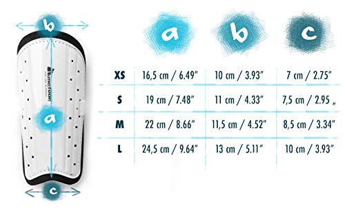 meteor Canilleras Plastico Fútbol Espinilleras Ultra-Ligero Equipo de Protección para Niños y Jóvenes Shin Pad Protectora Niño Juventud Adulta (S, Blanco)