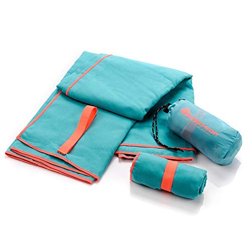 meteor Toalla Microfibra Secado rápido Ultra Ligero Absorbente - Ideal para Deporte Yoga Viajes Playa Campamento Baño para Niños, Hombres y Mujeres - Varios Tamaños y Colores (80x130cm, Turquesa)