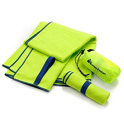 meteor Toalla Microfibra Secado rápido Ultra Ligero Absorbente - Ideal para Deporte Yoga Viajes Playa Campamento Baño para Niños, Hombres y Mujeres - Varios Tamaños y Colores (42x55cm, Verde)