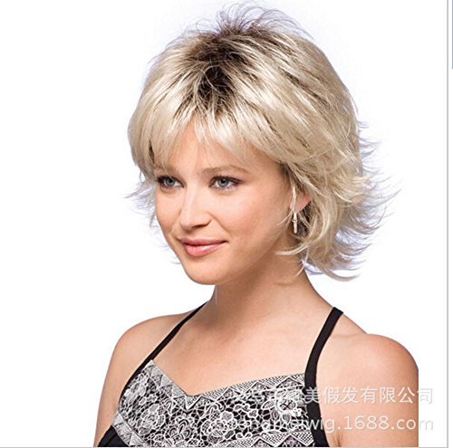Meylee Pelucas Moda Anti Corto Rubia Peluca de Las señoras Alicia Straight Meylee Pelucas Moda Anti Corto Rubia Peluca de Las señoras Alicia Straight