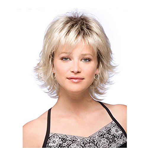 Meylee Pelucas Moda Anti Corto Rubia Peluca de Las señoras Alicia Straight Meylee Pelucas Moda Anti Corto Rubia Peluca de Las señoras Alicia Straight