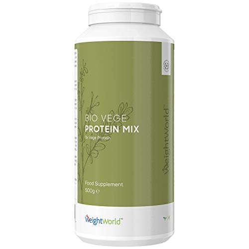 Mezcla de Proteína Vegana Orgánica 500 g - Polvo de Proteína de Cáñamo, Guisante y Arroz, Potencia y Tonifica Músculos, Con 20 Aminoácidos Esenciales Para Desarrollo Muscular, Sin Grasa