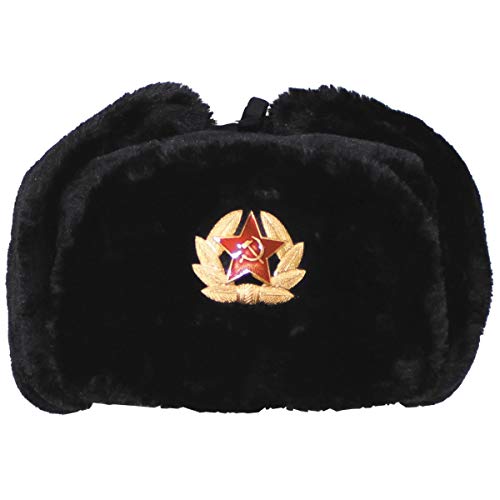 MFH ruso invierno ruso gorra Negro con Placa tamaño XL