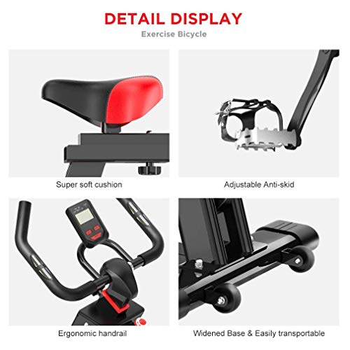 MGIZLJJ Máquinas de Step Las bicicletas de ejercicio vertical (Ciclos estudio de interior) Calidad del estudio con el monitor de ritmo cardíaco, Grande bidireccional del volante, correa de transmisión