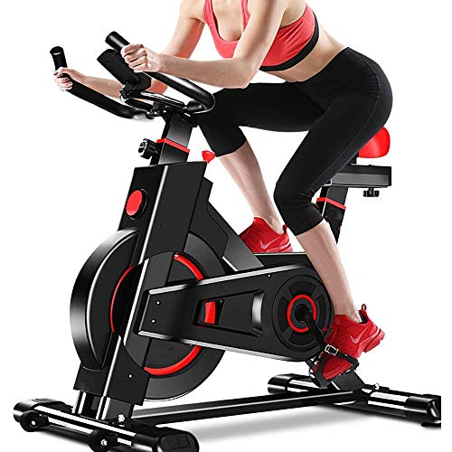 MGIZLJJ Máquinas de Step Las bicicletas de ejercicio vertical (Ciclos estudio de interior) Calidad del estudio con el monitor de ritmo cardíaco, Grande bidireccional del volante, correa de transmisión