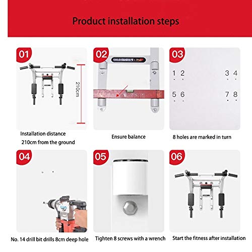 MGIZLJJ Montado en la Pared del Pull-Up Bar Multi-Grip Entrenamiento de la Fuerza del Equipo ayudará a Crear músculo y la Figura (Color : White)