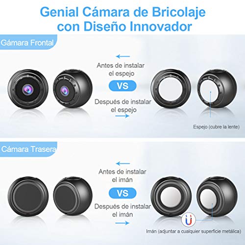 MHDYT Mini Camara Espia Oculta, 1080P HD Micro Camara Vigilancia Grabadora de Video Portátil con IR Visión Nocturna Detector de Movimiento, Camara Seguridad Pequeña Inalambrica Interior/Exterior