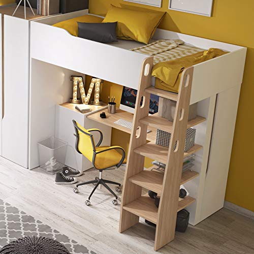 MHF Bubu 1 litera escritorio escalera almacenamiento 90x200cm colchón habitación niños moderno