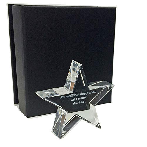 Mi regalo de cristal – Trofeo regalo de estrella personalizada de cristal – Texto personalizado – grabado láser en 3D en Francia