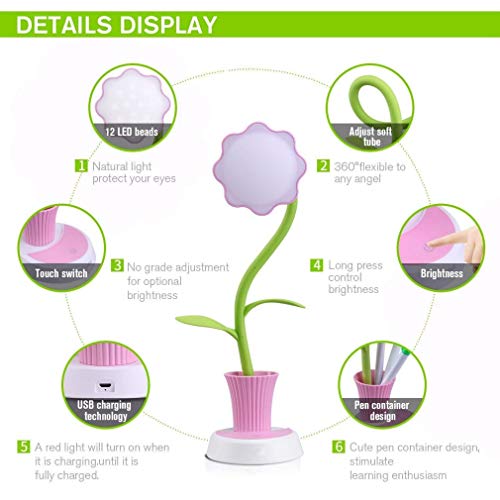 Mia nbaoshu Dimmbare verde LED L�mpara de escritorio para ni�os, Noche L�mpara de mesa con sensor t�ctil, per USB recargable de lectura flexible y 360�grados giratorios de soporte m�vil Mia nbaoshu Dimmbare verde LED L�mpara de escritorio para ni�os, Noche L�mpara de mesa con sensor t�ctil, per USB recargable de lectura flexible y 360�grados giratorios de soporte m�vil