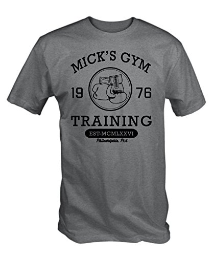 Mick's Gimnasio Retro Boxeo Camiseta de Manga Corta - Gris Ceniza, L