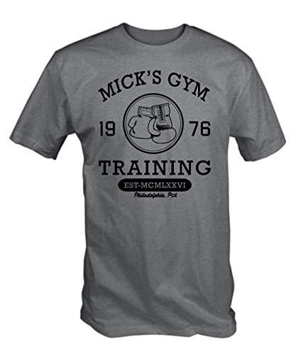 Mick's Gimnasio Retro Boxeo Camiseta de Manga Corta - Gris Ceniza, M