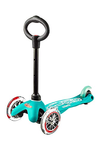 Micro® Mini 3en1 Deluxe Plus. Patinete evolutivo 3 Ruedas, 1,5 - 5 años, Manillar Regulable 48-68cm, Asiento de Aprendizaje. (Aqua)