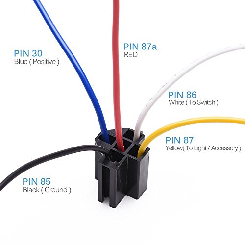 MICTUNING 12V 30 y 40A Relé de Coche con Arnés de Enchufes, 5 Pin Terminal SPDT Vehículo Auto Barco Carro Relés, con Estuche Impermeable, Paquete de 5