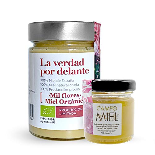 Miel de abeja ecologica pura Milflores | Miel de España 100% Natural, Organica, Fresca y Cruda con certificado Ecológico 450 Gr / Miel cruda, extracción en frío. Producción ecológica 100% Miel de abeja ecologica pura Milflores | Miel de España 100% Natural, Organica, Fresca y Cruda con certificado Ecológico 450 Gr / Miel cruda, extracción en frío. Producción ecológica 100%