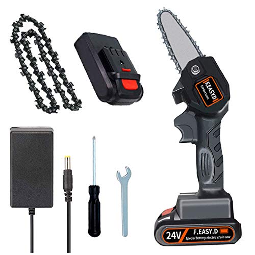 Migaven Motosierra Bateria, 4 In Motosierra Portátil 24 V, Herramienta de Motosierra Eléctrica con 1 Pieza de Repuesto, Cabezal Cortador Para Patio, Rama de Árbol, Corte de Madera Migaven Motosierra Bateria, 4 In Motosierra Portátil 24 V, Herramienta de Motosierra Eléctrica con 1 Pieza de Repuesto, Cabezal Cortador Para Patio, Rama de Árbol, Corte de Madera