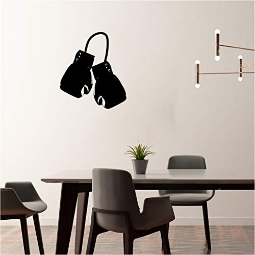 Mignatis - Adhesivo decorativo para pared, diseño de dos guantes esperan la campaña de boxeo en el aire, 50 x 60 cm, Negro