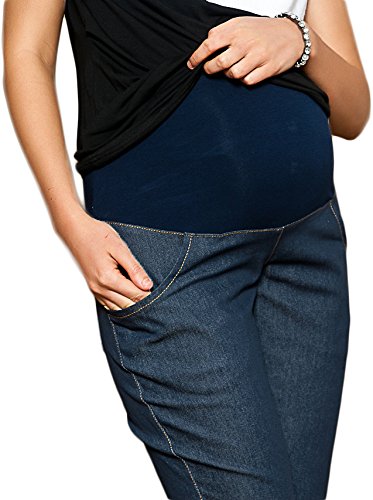 Mija - Capri Denim Maternidad pantalones vaqueros cosechados cortos 9046 (EU 38, Azul oscuro)