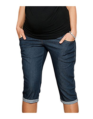 Mija - Capri Denim Maternidad pantalones vaqueros cosechados cortos 9046 (EU 38, Azul oscuro)