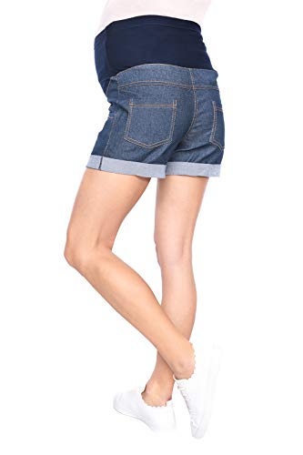 Mija - Pantalones cortos Denim Jeans de maternidad 9037 (EU 40, Azul oscuro)