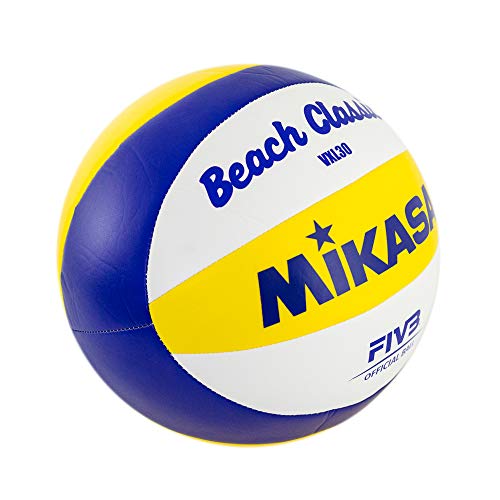 MIKASA 1623 Beach Classic VXL 30 - Pelota de Volley Playa (tamaño 5), Color Blanco, Azul y Amarillo