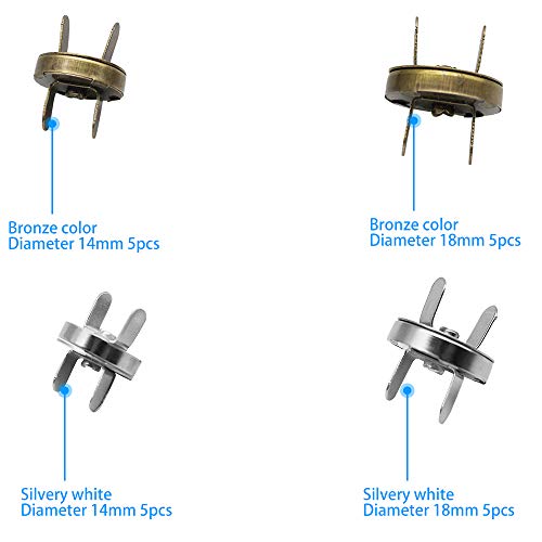 Mila-Amaz 20 Conjuntos Botónes Magneticos Cierre Magnetico Bolso para Bolsos, Costura, Artesanía, Ropa, DIY Arte de Costura