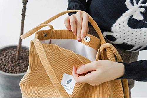 Milai Bolso de pana para damas chica gran Bolso de hombro de pana Bolso de mano lavable reutilizable bolso de bandolera casual para mamá maestra trabajo escolar playa compras comida viajes (Amarillo)