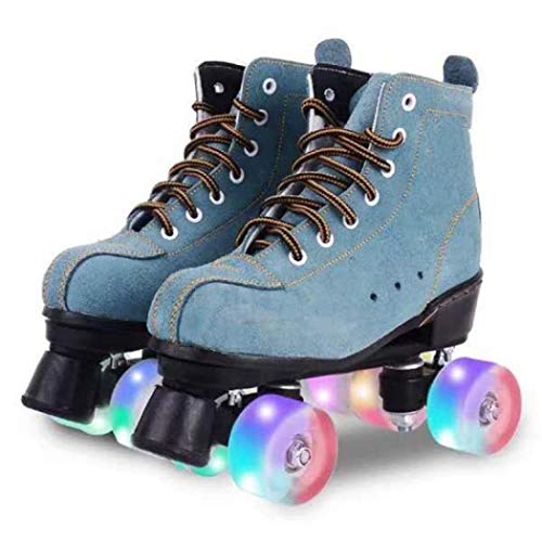 Milky Way Patines clásicos artísticos de 4 ruedas, para hombre y mujer, unisex, adulto (rueda de flash azul, 43)