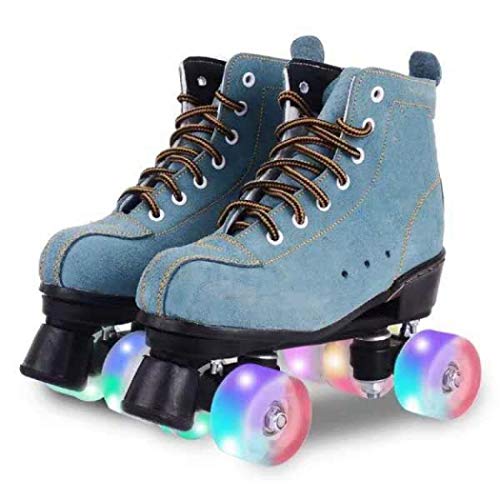 Milky Way Patines clásicos artísticos de 4 ruedas, para hombre y mujer, unisex, adulto (rueda de flash azul, 43)