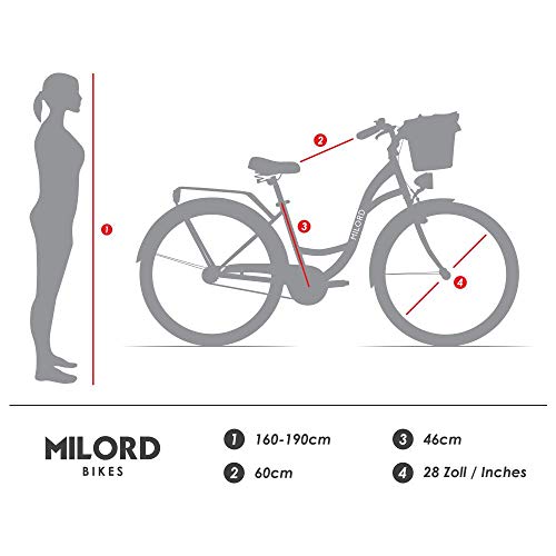 Milord Bikes Bicicleta de Confort Negro y Crema de 1 Velocidad y 28 Pulgadas con Soporte Trasero, Bicicleta Holandesa, Bicicleta para Mujer, Bicicleta Urbana, Retro, Vintage Milord Bikes Bicicleta de Confort Negro y Crema de 1 Velocidad y 28 Pulgadas con Soporte Trasero, Bicicleta Holandesa, Bicicleta para Mujer, Bicicleta Urbana, Retro, Vintage