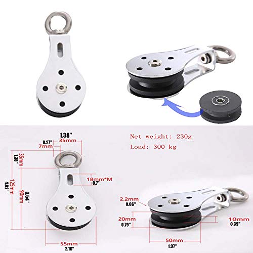 Milter Silent Bearing Pulley - Rueda colgante para entrenamiento en casa, gimnasio, levantamiento de pesas, 5 unidades, mosquetón de acero inoxidable Milter Silent Bearing Pulley - Rueda colgante para entrenamiento en casa, gimnasio, levantamiento de pesas, 5 unidades, mosquetón de acero inoxidable