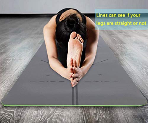 MINCHEDA Esterilla de Yoga con Alineación Antideslizante para Colchoneta Camping, Deporte en Casa, Pilates, 183 * 68 * 0.5cm