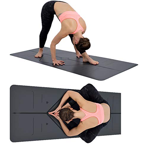 MINCHEDA Esterilla de Yoga con Alineación Antideslizante para Colchoneta Camping, Deporte en Casa, Pilates, 183 * 68 * 0.5cm