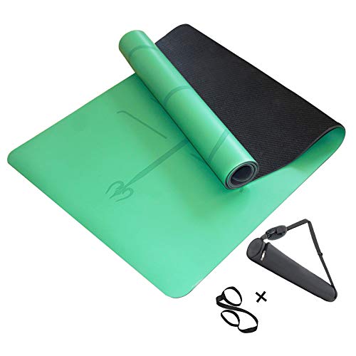 MINCHEDA Esterilla Yoga con Sistema de Alineación y Bolsa de Yoga Mat para Pilates, Deporte en Casa, Ejercicios