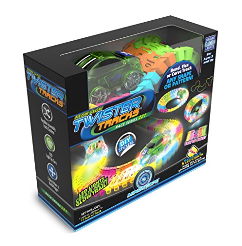 Mindscope Twister Tracks Neon Glow in The Dark 221 Piece (11 Feet) of Flexible Assembly Track Race Series Mindscope Twister Tracks Neon Glow in The Dark 221 Piece (11 Feet) of Flexible Assembly Track Race Series