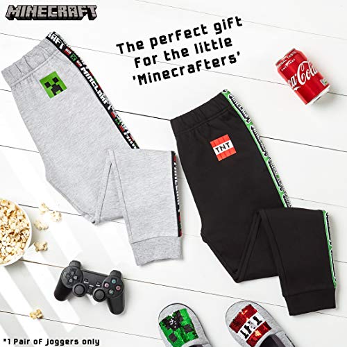 Minecraft Chandal Niño, Ropa Niño Deportiva, Pantalon Chandal en Color Gris o Negro, Pantalones Deporte Largos para Chicos, Regalos para Niños y Adolescentes Edad 5-14 Años (Negro, 5-6 años)